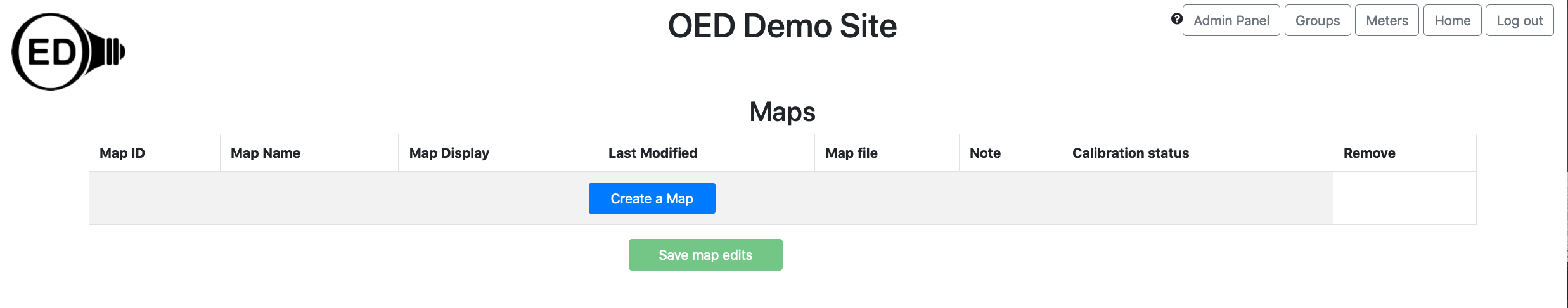 admin map page without maps