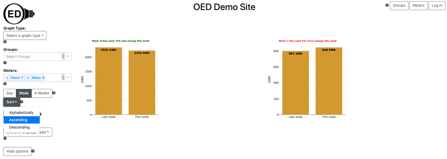 sorting choices for compare graphic