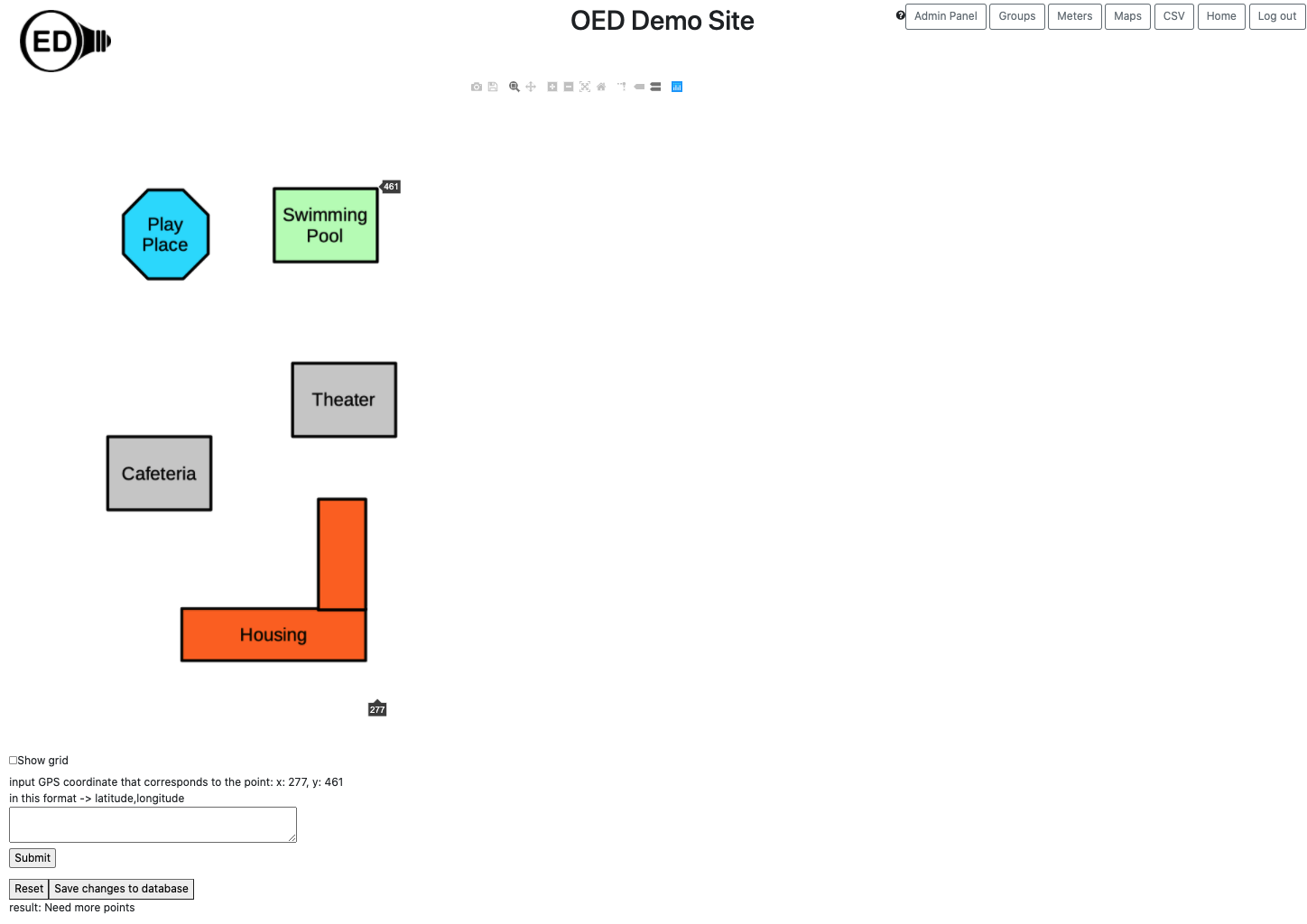 admin map calibration point entry