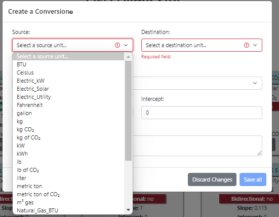 Admin conversion source input