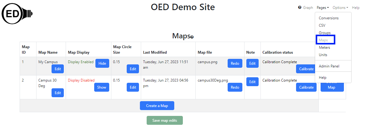 Admin map page