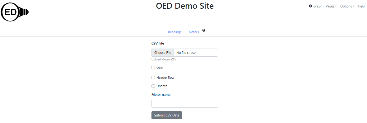 admin CSV meter page