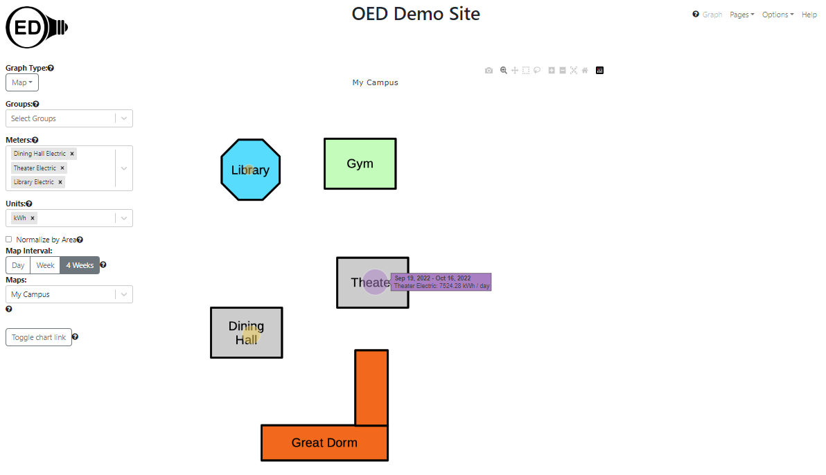 map graphic of 4 buildings